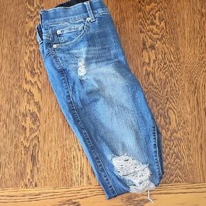 Torrid Blue Bombshell Skinny Jeans with Distressed Details, Size 12R